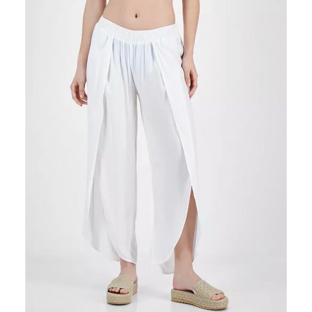 Raviya Women's Front-Slit Pants - White Swim Cover-up, Size XL NWT $48